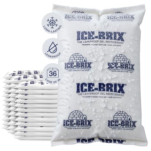 Polar Tech Ice Brix Leakproof Long Lasting Reusable Cold Packs Food-Safe Gel Ice Packs for Coolers & Shipping 8oz IB 8 (Case of 36) - size: 8 oz, 6-1/2" x 4" x 3/4" (Case of 36)