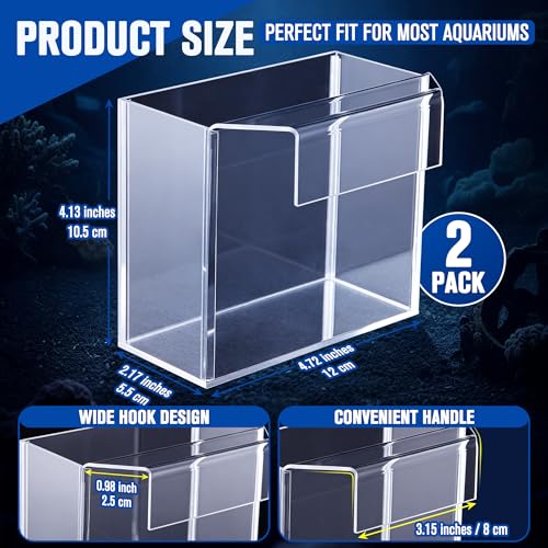 2 Pack Drip Acclimation Container for Fish, Coral & Shrimp, Hanging Aquarium Acclimation Box, Clear Acrylic Specimen Container, for Drip System, Saltwater & Freshwater Aquariums, Small