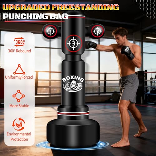 Punching Bag for Adults Teens, Standing Boxing Bag, Men Standing Kickboxing Bag, Suitable for MMA Dummy Karate Home Gym Training Equipment - color: Red and White