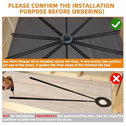 Pitch Shower Kit Pre Sloped Shower Pan Kit for Pitch,Quick Shower Kit Sticks for Shower Floor Mortar Bed with Water Drainage Slope,Shower Slope Kit with Center Ring&8 Float Sticks Shower Slope System - style: 1PCS Center Ring + 8PCS Shower Pan Tapered Flo