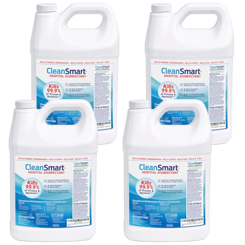 CleanSmart Hospital Disinfectant, Hypochlorous Acid Technology, 4 Gallons | Kills 99.9% of Viruses and Bacteria, EPA Registered, Professional Strength Sanitizer for Businesses, Schools, and Restaurants - size: 128 Fl Oz (Pack of 4)