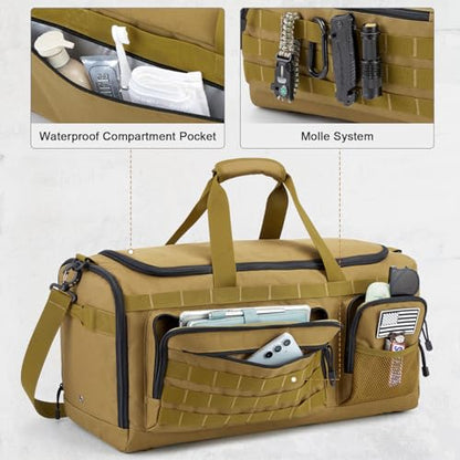 G4Free 3-in-1 Duffle Bag Travel Gym Sports, Large Tactical Duffel Backpack - color: Khaki