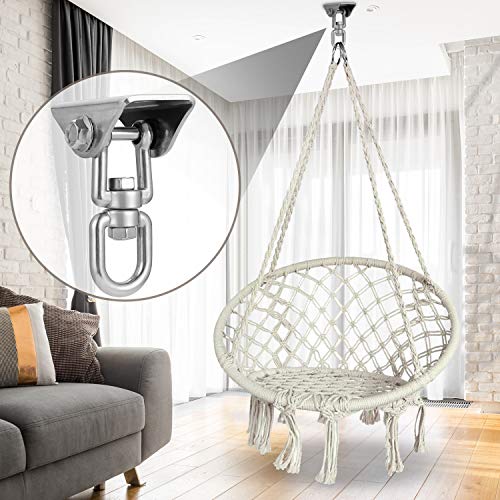 Heavy Duty Stainless Steel Hanging Kit Swing Hangers and Hammock Spring and Swing Swivel Spinner Kglobal Swivel Hook and Locking Snap Hooks for Wooden Sets，tire Swing Swivel, Seat Trapeze Yoga