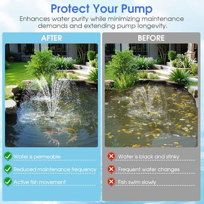 Small Pond Filter Box - Pond Filter with Bio-Balls & Ceramic Rings, Submersible/Fountain Pump Compatible for Koi Ponds, Garden Fountains & Aquariums (No Built-in Pump)