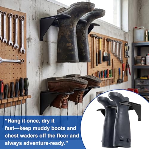 Zonon Wader Hanger Steel Boot Hanger Wall Mount - color: Black, size: 1 Pair