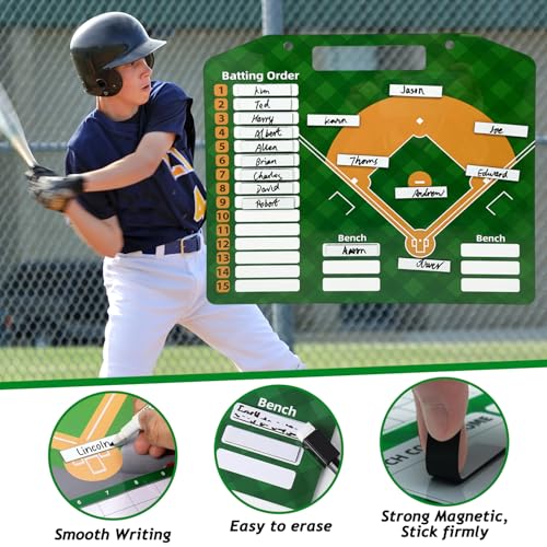 Magnetic Baseball Lineup Board,Dry Erase Clipboard-Baseball Coach Gifts