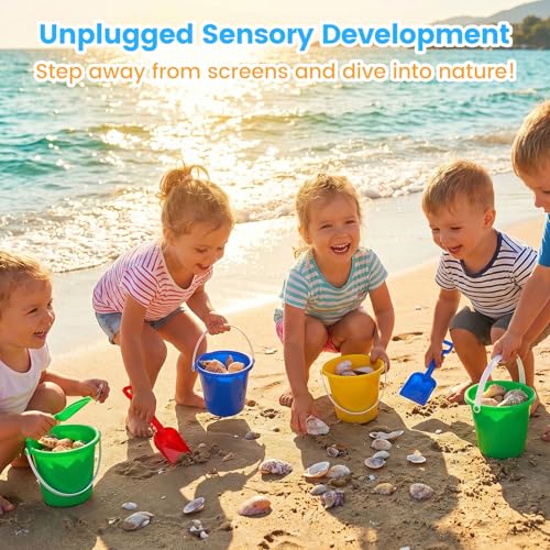 28Sets Sand Buckets and Shovels for Kids, Beach Buckets Travel Sand Toys, Beach Essentials, Fun Summer Activities
