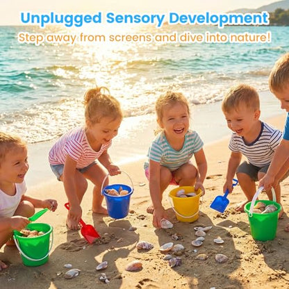 28Sets Sand Buckets and Shovels for Kids, Beach Buckets Travel Sand Toys, Beach Essentials, Fun Summer Activities