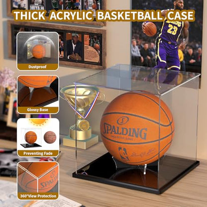Basketball Display Case, Clear Acrylic Full Size Basketball Case - size: 11 x 11 x 11.4 inches