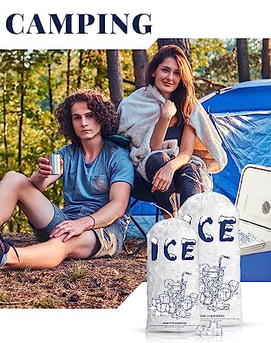 100 Pack Plastic Ice Bags 5 lb, Heavy-Duty Ice Bags 17 x 9 inch with Drawstring(2 Mils Thickness)