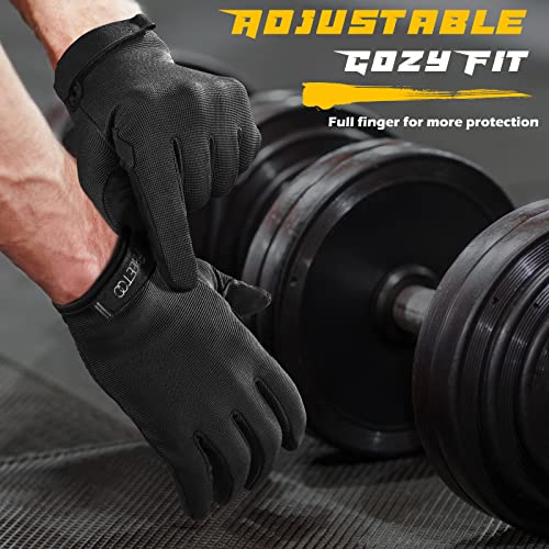 FREETOO Full-Finger Workout Gloves for Men, Padded Gym Gloves with Grip - size: X-Large