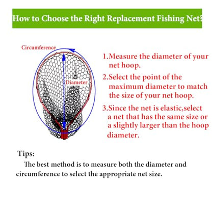 Rubber Fishing Net Replacement Hook Resist Fishing Nets for Fly Fish Landing Net, Trout Nets,Rubber Mesh Bag 4 Size - color: Black, size: Fit Hoop Dia.:15.7" - 17.7"/Depth:15.7"/CIRC:50"