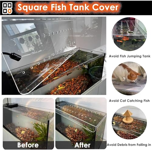 Aquarium Anti-Jump Cover， Fish Tank Canopy Top Mount Cat Proof Terrarium Lids(L45xW40cm(17.7x15.7in)) - size: L45xW40cm(17.7x15.7in)