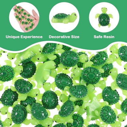 60PCS Mini Green Turtle, Mini Resin Tortoise, Cute Miniature Sea Turtle Figurines, Tiny Tortoise Figurines for Fairy Garden Landscape, Aquarium, Birthday Party, Ornament Home Plant Decor and DIY Craft