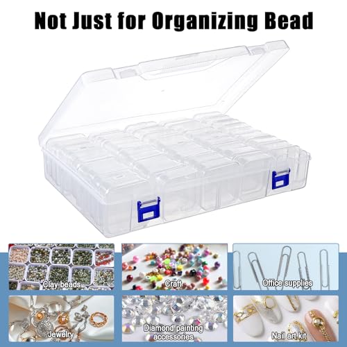 PercyEffie 3 Pack Bead Organizer Box,135Pcs Small Clear Storage Boxes with 3 Ppcs Labels, Mini Clear Storage Containers Boxes with Hinged Lid Jewelry DIY Bracelet Screws Seeds Small Parts