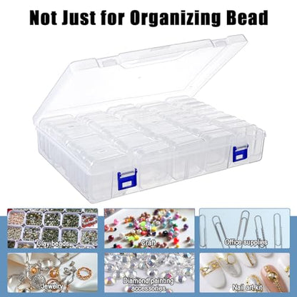 PercyEffie 3 Pack Bead Organizer Box,135Pcs Small Clear Storage Boxes with 3 Ppcs Labels, Mini Clear Storage Containers Boxes with Hinged Lid Jewelry DIY Bracelet Screws Seeds Small Parts