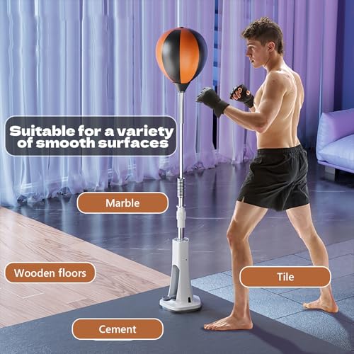 Speed Punch Ball with Stand Boxing Reflex Ball Punching Bag with Gloves Adjustable Height 130~150cm Boxing Bar Training Kit for Adults, Teens & Kids