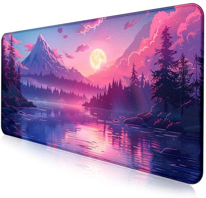 Sunset Mountain Landscape Extended Mouse Pad Game Office Sewing Table Mat | The Surface Of The Mouse Pad Is Designed With Fiber Woven Material, And The Base Is Made Of Natural Anti Slip Rubber. - color: Mountain Scenery