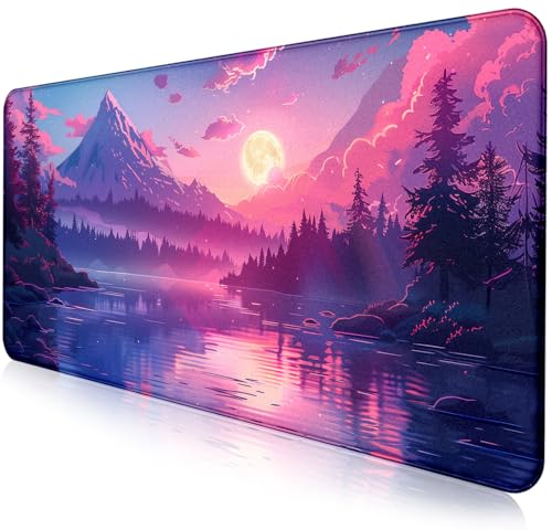 Sunset Mountain Landscape Extended Mouse Pad Game Office Sewing Table Mat | The Surface Of The Mouse Pad Is Designed With Fiber Woven Material, And The Base Is Made Of Natural Anti Slip Rubber. - color: Mountain Scenery