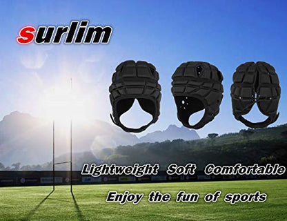 Surlim Soft Shell Flag Football Helmet, Padded Rugby Scrum Cap for 7v7 - color: BLACK, size: Large