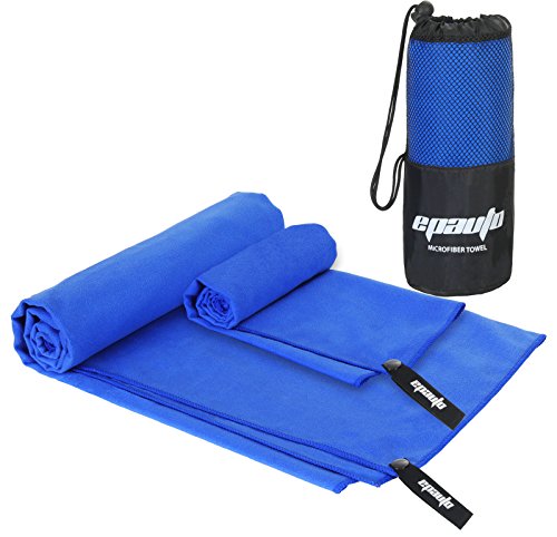 EPAuto 2-Pack Microfiber Quick Dry Travel Towel Set, Blue - color: Blue