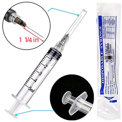 15Pack 5ml/cc Plastic Measurement Syringes and 22Ga for Scientific Labs, Industrial Adhesives, Individually Package - style: 15 Pack - 5ml 22G 1.25 Inch