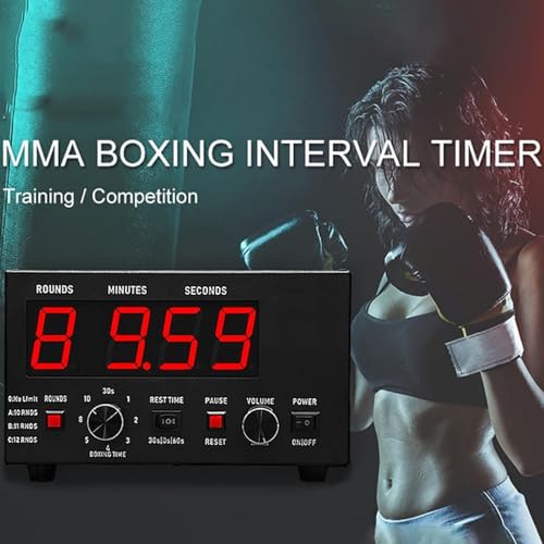 Classic Boxing Interval Timer,Professional Gym Timer,with 1-12 Challenge Rounds and Adjustable Buzzer Alarm, for Kickboxing (Red) - color: Red
