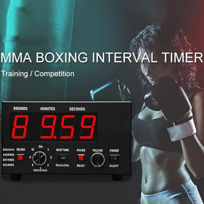 Classic Boxing Interval Timer,Professional Gym Timer, with LED Display, Selectable Training Time, for Muay Thai/Kickboxing (Blue) - color: Blue