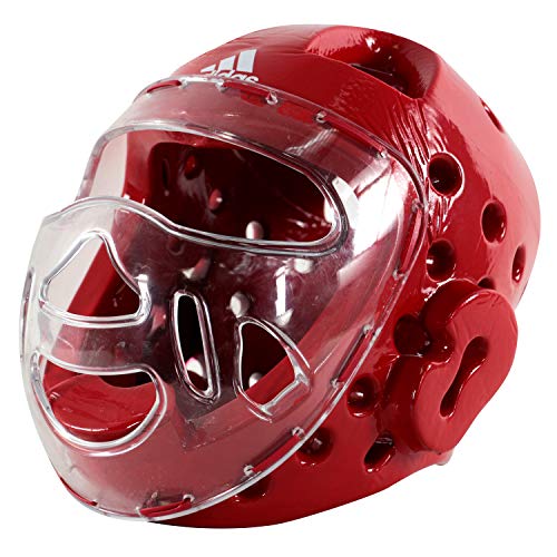 adidas Martial Arts Taekwondo Headgear with Face Shield - color: Red, size: X-Small
