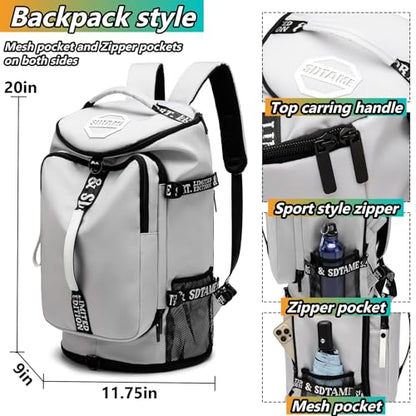 SDTAME Gym Duffel Backpack with Shoe Pocket & Laptop Sleeve - color: Grey