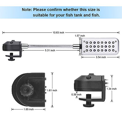 Aquarium Light Small LED Clip Light for Fish Tank, 1 Yr Warranty - size: 1.5W (Without Timer & Dimmer)
