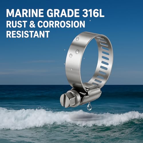 316L Stainless Steel Clamps Marine Grade Corrosion Resistant Heavy Duty Hose Clamps (13-19 mm, 1/2" - 3/4") 4Pcs - size: 13-19mm