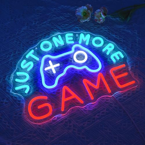Just One More Game Neon Sign for Gaming Room, USB Powered Gamer Neon Light, Colorful Game LED Light Up Sign for Bedroom, Party, Man Cave,Club, Bar - style: Game