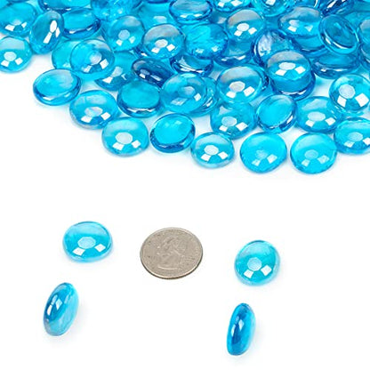 OnlyFire Fire Pit Glass Rocks 10 lbs, High Luster Fire Glass Beads 1/2 Inch, Tempered Glass Marbles for Propane/Natural Gas Fire Pit, Fireplace, Multicolor & Blends Available - color: Caribbean Blue