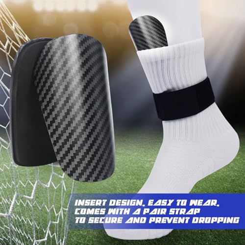 Mini Shin Guards Soccer Kids,Small Protective Gear with Fixed Straps - color: Carbon pattern, size: M(H: 4.5 in,W: 2.9 in)