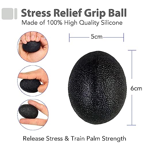 Grip Strength Trainer Kit with Finger Exerciser, Hand Grip Strengthener, Hand Extension Exerciser, Stress Relief Ball, Grip Ring, Gyro Ball for Muscle Building and Injury Recover - color: Gray&Black