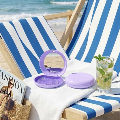 2 Pack Retainer Case with Mirror, Aligner Case Kit for Invisalign - color: 2 Pack - PurpleMirror