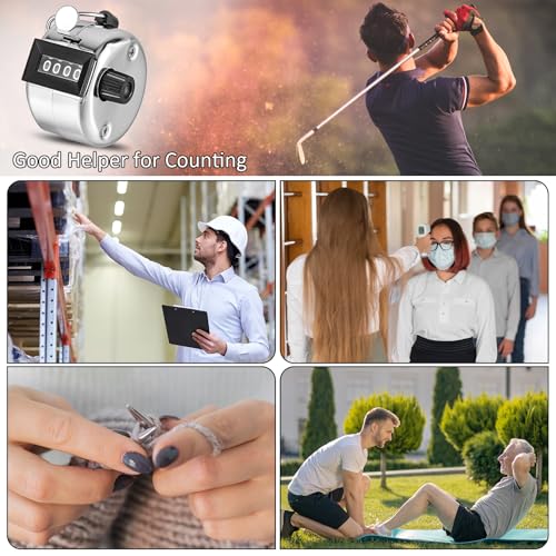 12 Pcs Hand Tally Counter 4-Digit Lap Counter Clicker, Manual Mechanical Handheld Pitch Click Counter with Finger Ring for School Golf & Knitting Row Croche