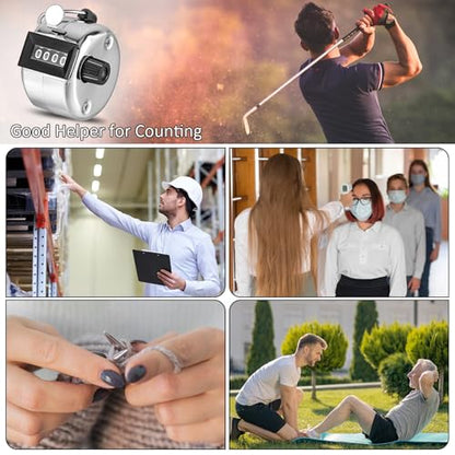 12 Pcs Hand Tally Counter 4-Digit Lap Counter Clicker, Manual Mechanical Handheld Pitch Click Counter with Finger Ring for School Golf & Knitting Row Croche