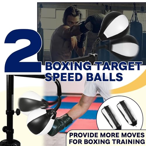 INNOLIFE 82IN Boxing Speed Trainer with 2 Punching Balls & Reflex Bar