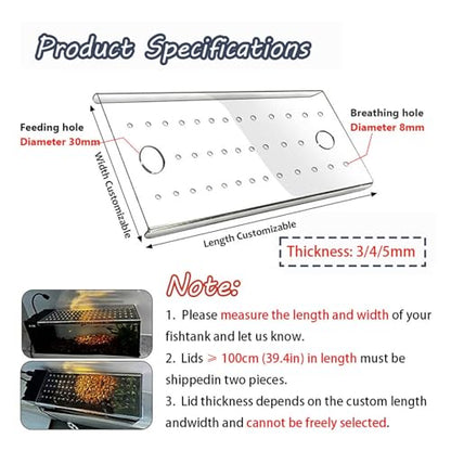Fish Tank Lid 32x14 36x18in, Clear Acrylic Aquarium Cover, Cuttable Anti Jump Fish Tank Cover, Adapted to Various Sizes(20x18in/50.8x45.72cm) - size: 20x18in/50.8x45.72cm