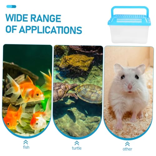 YARNOW Plastic Fish Tank with Lid, 5.9 x 3.9 x 3.5 Inch, Small Reptile Carrier for Travel, with Multiple Ventilation Holes, Blue