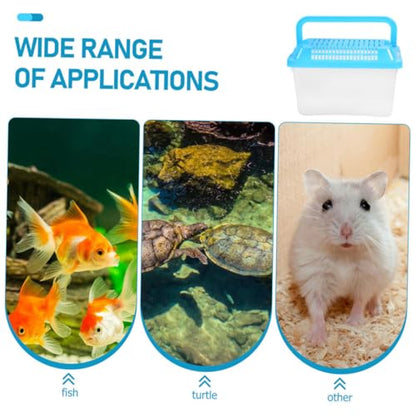 YARNOW Plastic Fish Tank with Lid, 5.9 x 3.9 x 3.5 Inch, Small Reptile Carrier for Travel, with Multiple Ventilation Holes, Blue