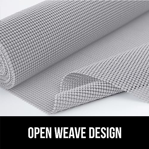 GORILLA GRIP powerGRIP Drawer Shelf and Cabinet Liner, Thick Strong Hold, Non-Adhesive Liners Protect Kitchen Cabinets and Cupboard, Bathroom Drawers, Easy Install, Breathable Mat, 12" x10' Light Gray - color: Light Gray, style: 12" x 10'