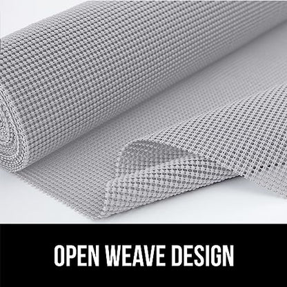 GORILLA GRIP powerGRIP Drawer Shelf and Cabinet Liner, Thick Strong Hold, Non-Adhesive Liners Protect Kitchen Cabinets and Cupboard, Bathroom Drawers, Easy Install, Breathable Mat, 12" x10' Light Gray - color: Light Gray, style: 12" x 10'