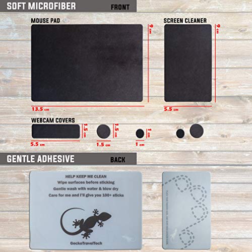 Mouse Pad Adhesive Bottom - Sticks to Any Surface - Portable - Webcam Covers and Screen Cleaner Included (Blank Black) - color: BLANK BLACK
