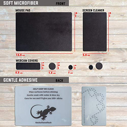 Mouse Pad Adhesive Bottom - Sticks to Any Surface - Portable - Webcam Covers and Screen Cleaner Included (Blank Black) - color: BLANK BLACK