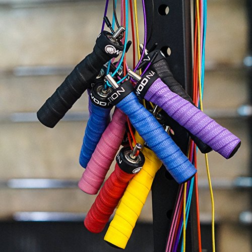 WOD Nation Attack Speed Jump Rope : Adjustable Jumping Ropes : Unique Two Cable Skipping Workout System : One Thick and One Light 11 Foot Cable : Perfect for Double Unders : Men and Women - color: Yellow