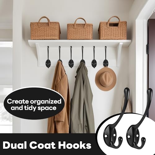 Wall Hooks for Hanging, 20-Pcs Heavy Duty Metal Coat Hooks, for Living Room, Bathroom, Kitchen, Bedroom for Coats, Towel, Hat, Key, Closet, Bag (Black) - color: 20pcs-Black