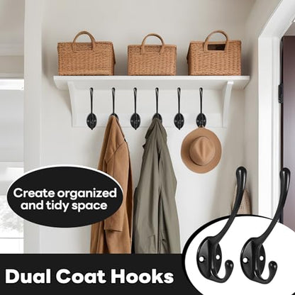 Wall Hooks for Hanging, 20-Pcs Heavy Duty Metal Coat Hooks, for Living Room, Bathroom, Kitchen, Bedroom for Coats, Towel, Hat, Key, Closet, Bag (Black) - color: 20pcs-Black